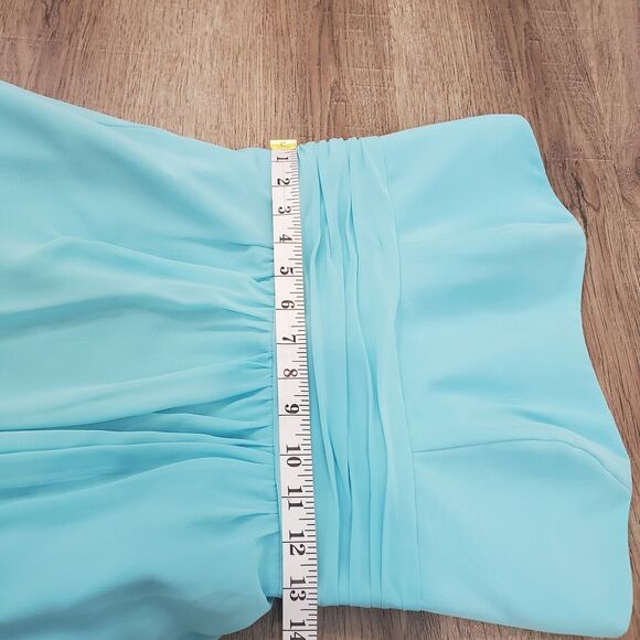 Alfred Angelo Strapless Midi Dress Asymmetric Hem Sz 4 Blue Whimsy Fairy Wedding - Picture 10 of 13